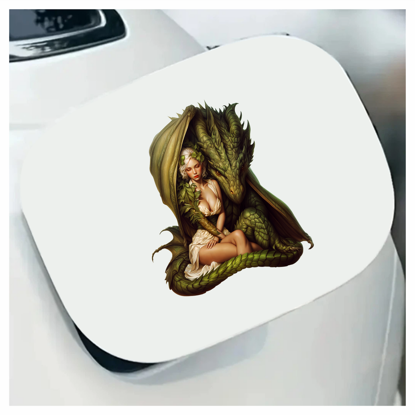 Green Dragon Woman Forest Bond Vinyl Sticker Decal