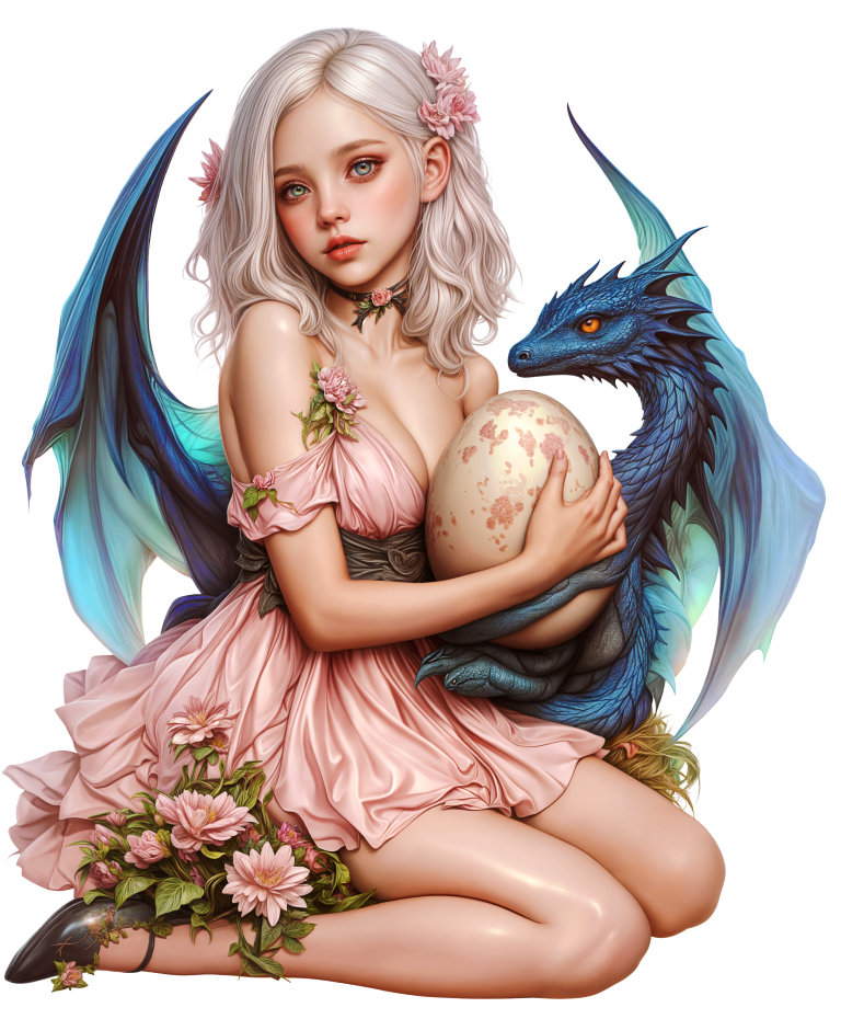 Girl Pink Dragon Egg Flowers Vinyl Sticker Decal