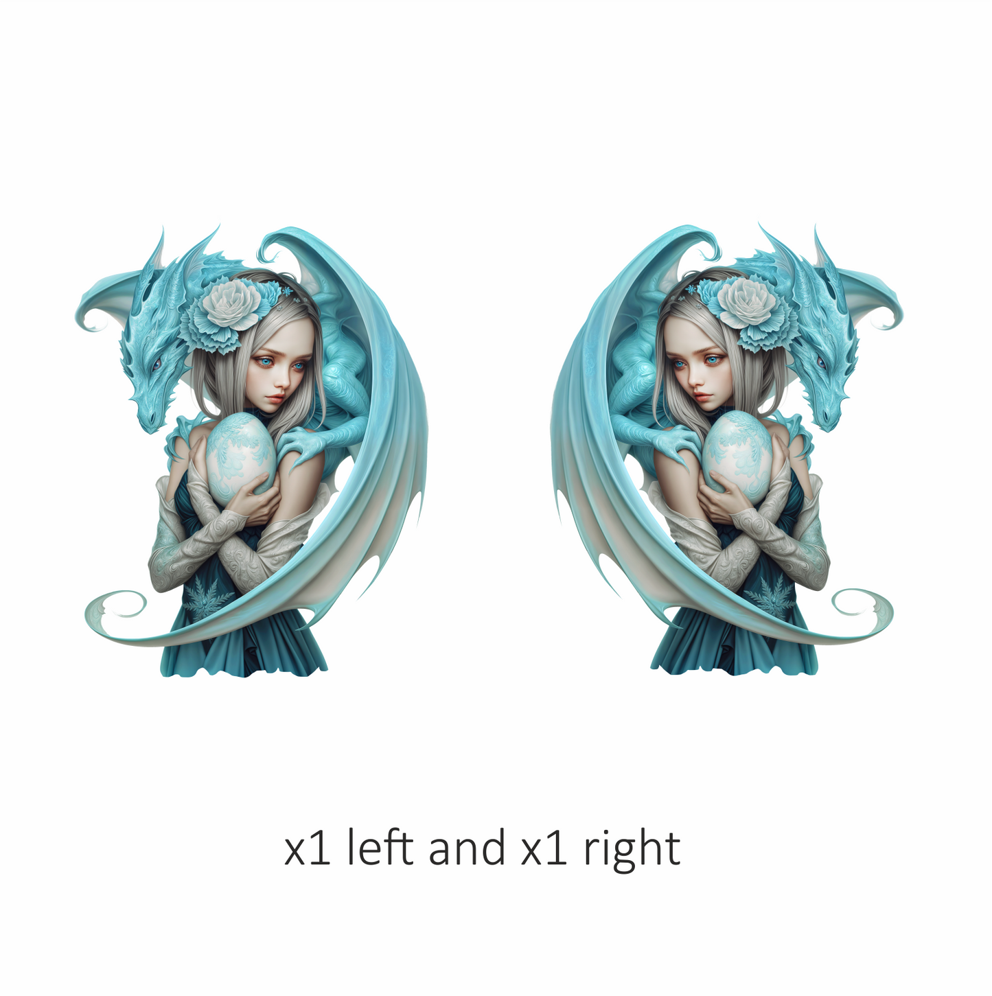 Blue Dragon Girl Holding Egg Vinyl Sticker Decal
