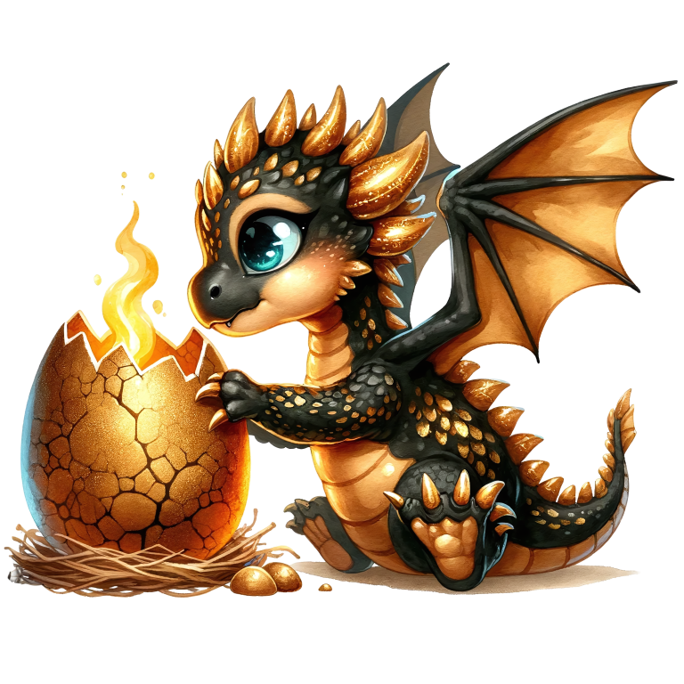 Black Gold Baby Dragon Egg Vinyl Sticker Decal