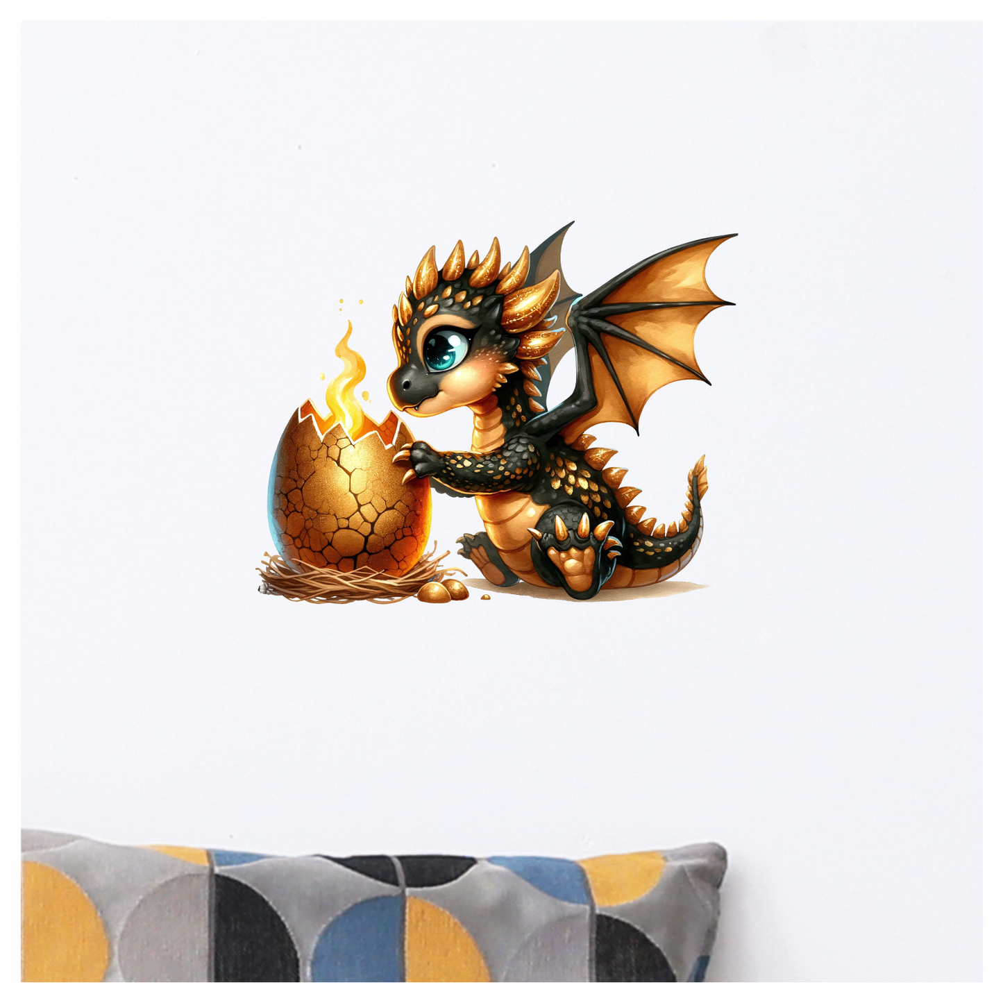 Black Gold Baby Dragon Egg Vinyl Sticker Decal