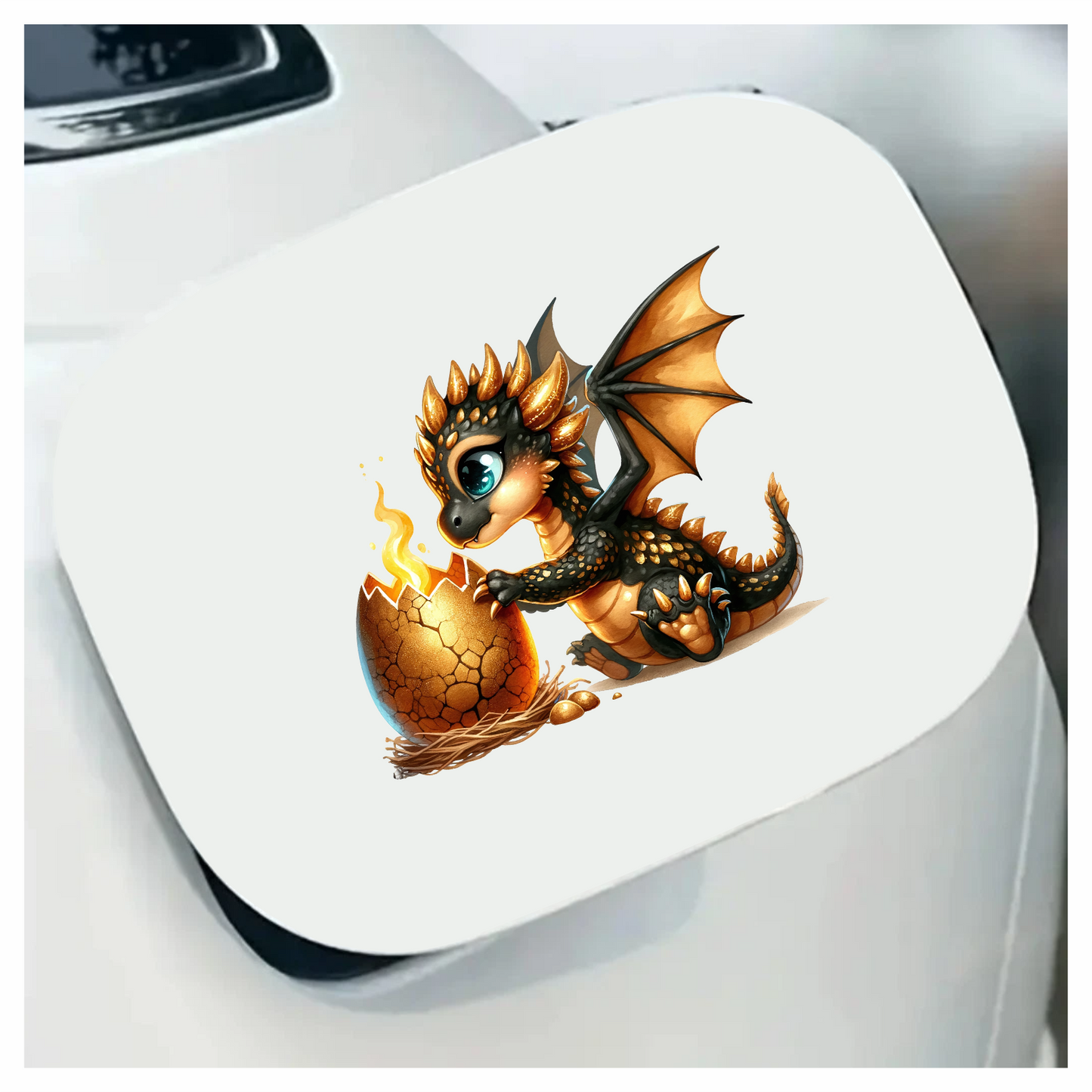 Black Gold Baby Dragon Egg Vinyl Sticker Decal