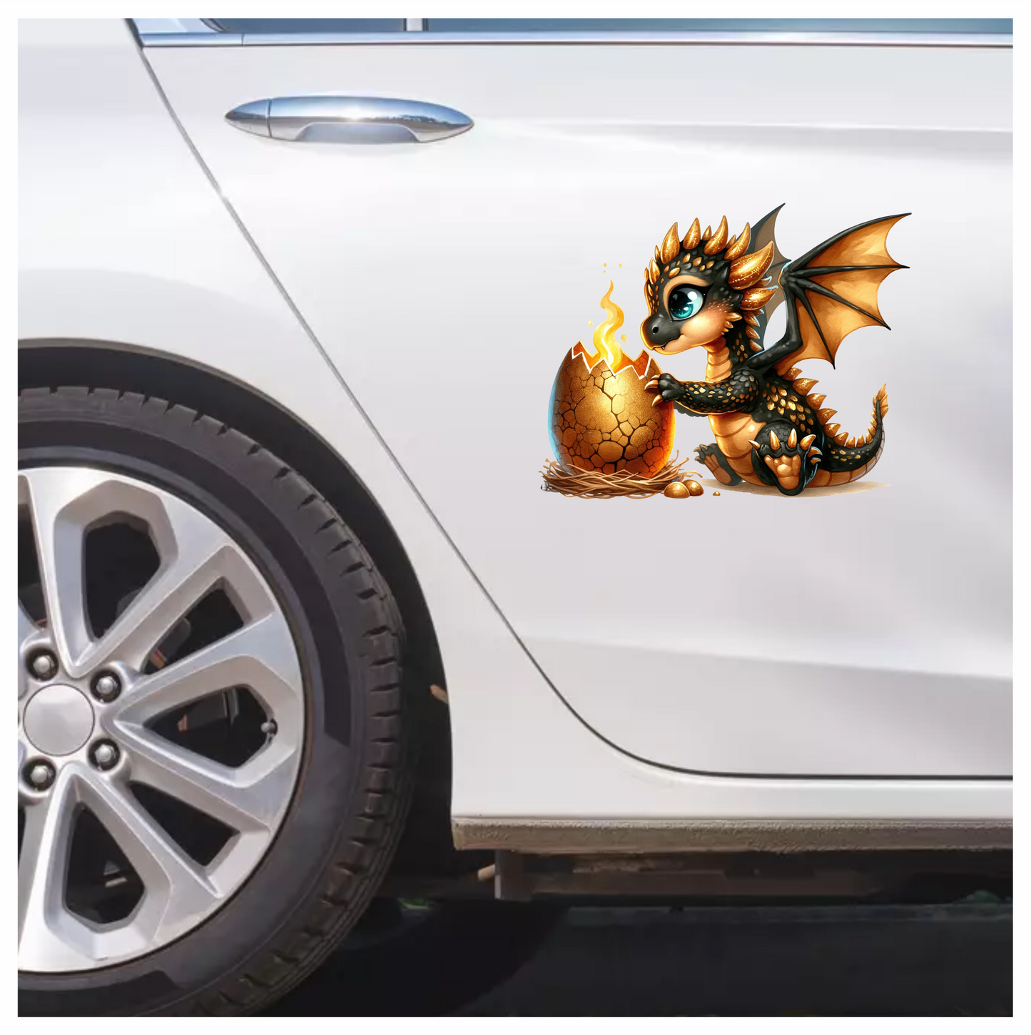 Black Gold Baby Dragon Egg Vinyl Sticker Decal