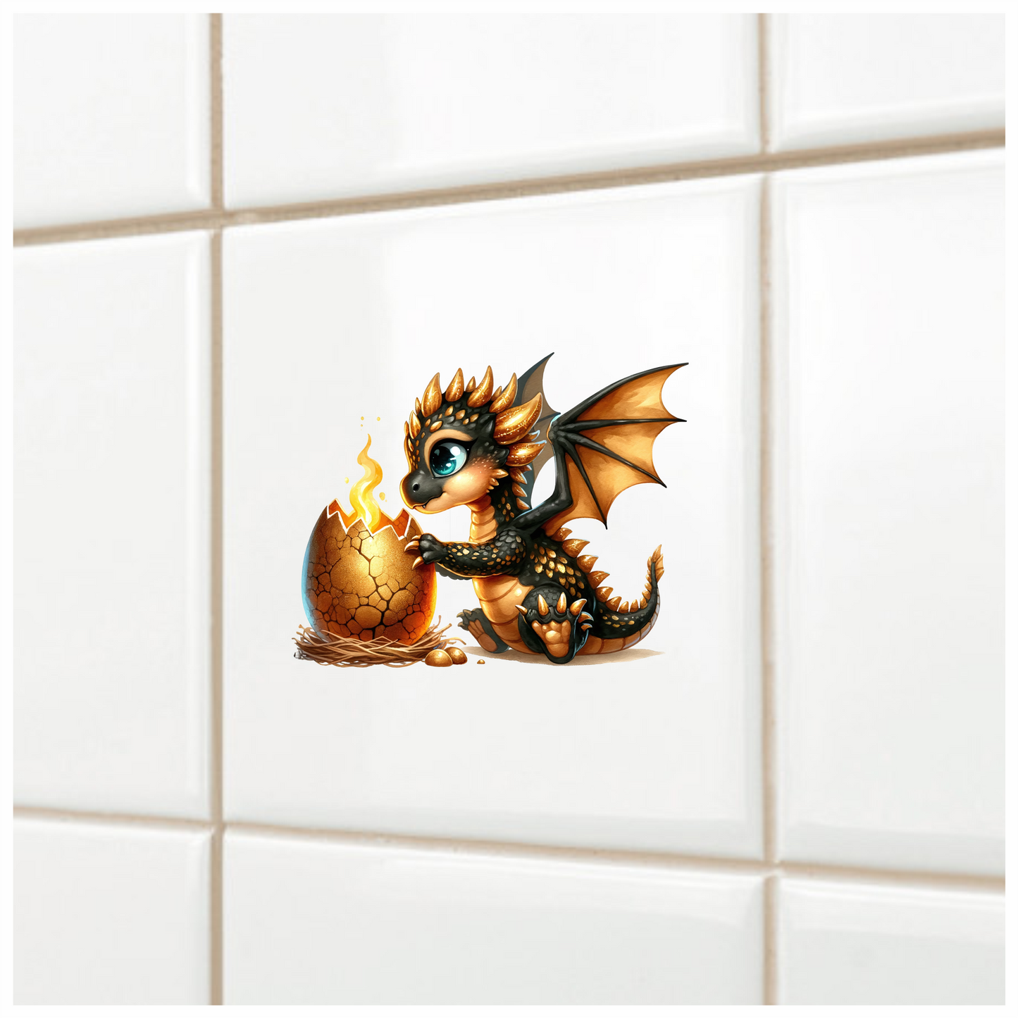 Black Gold Baby Dragon Egg Vinyl Sticker Decal