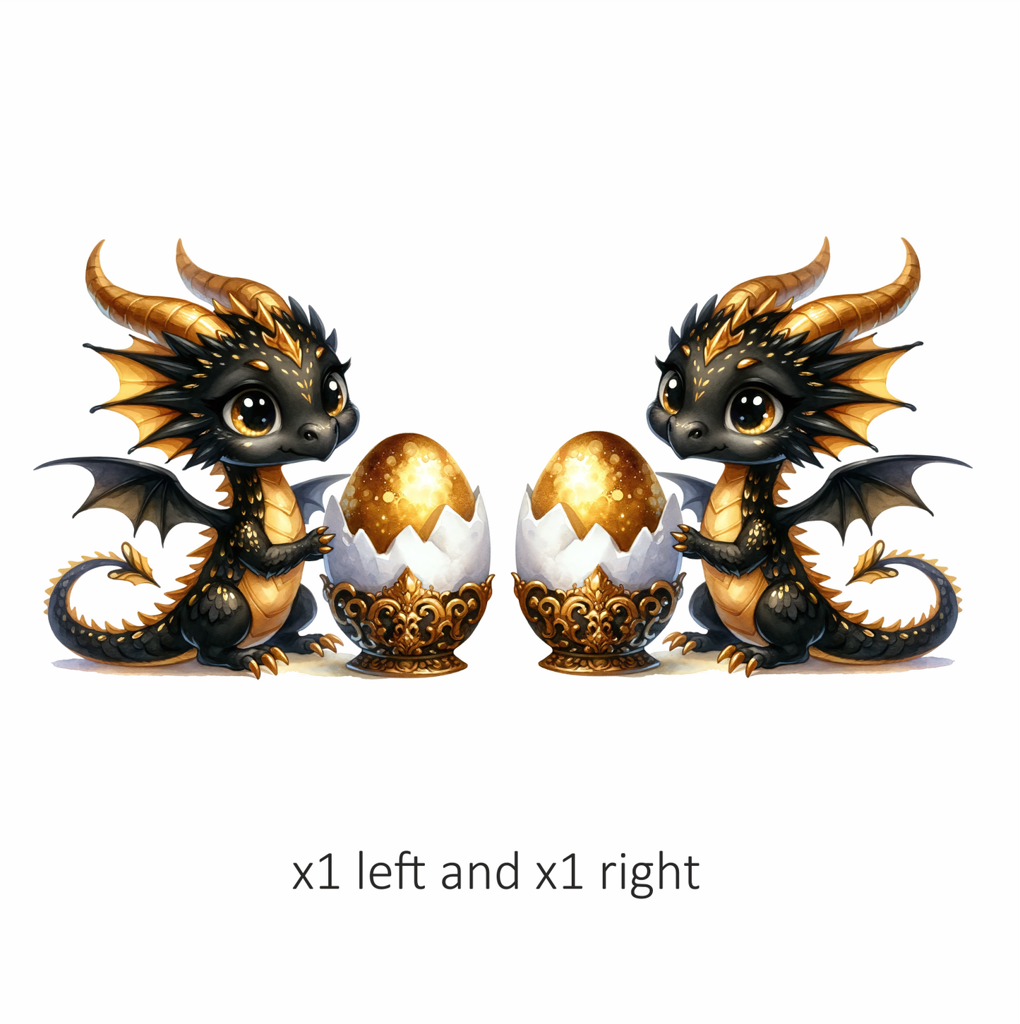 Black Baby Dragon Golden Egg Vinyl Sticker Decal