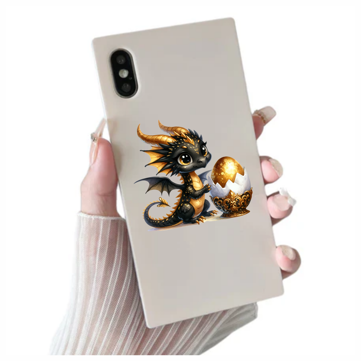 Black Baby Dragon Golden Egg Vinyl Sticker Decal