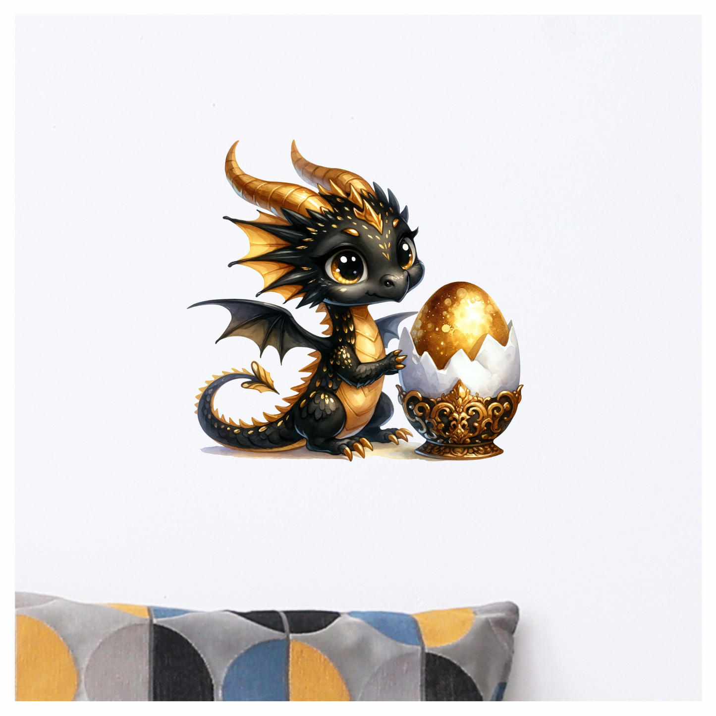Black Baby Dragon Golden Egg Vinyl Sticker Decal