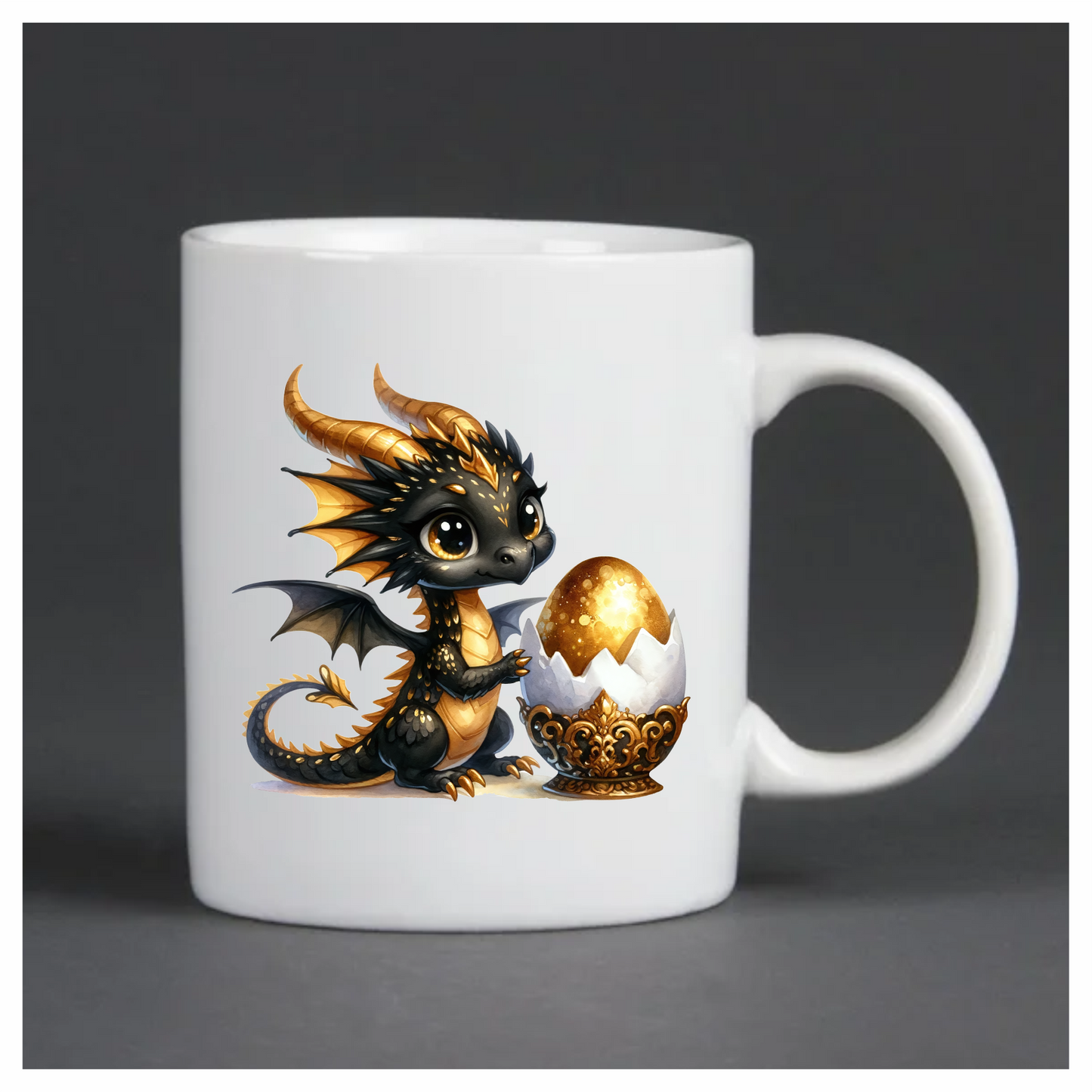 Black Baby Dragon Golden Egg Vinyl Sticker Decal