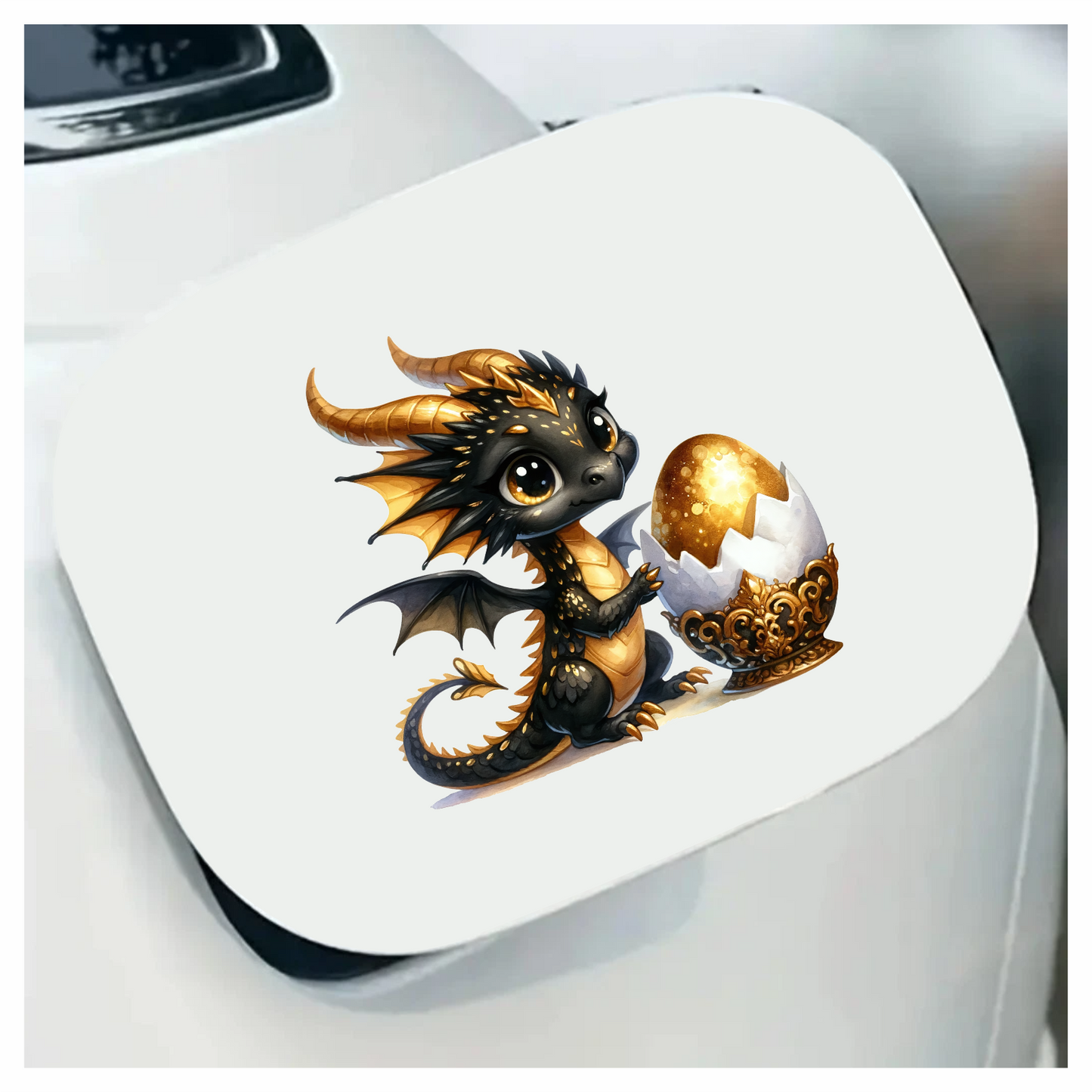 Black Baby Dragon Golden Egg Vinyl Sticker Decal