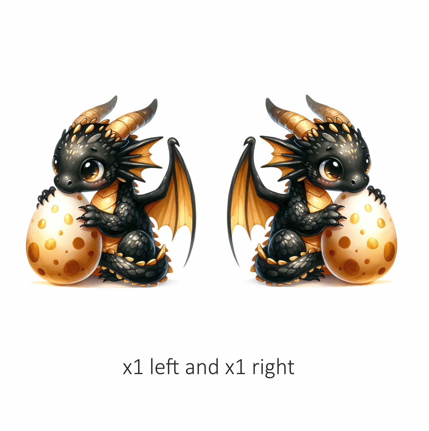 Black Baby Dragon Holding Egg Vinyl Sticker Decal