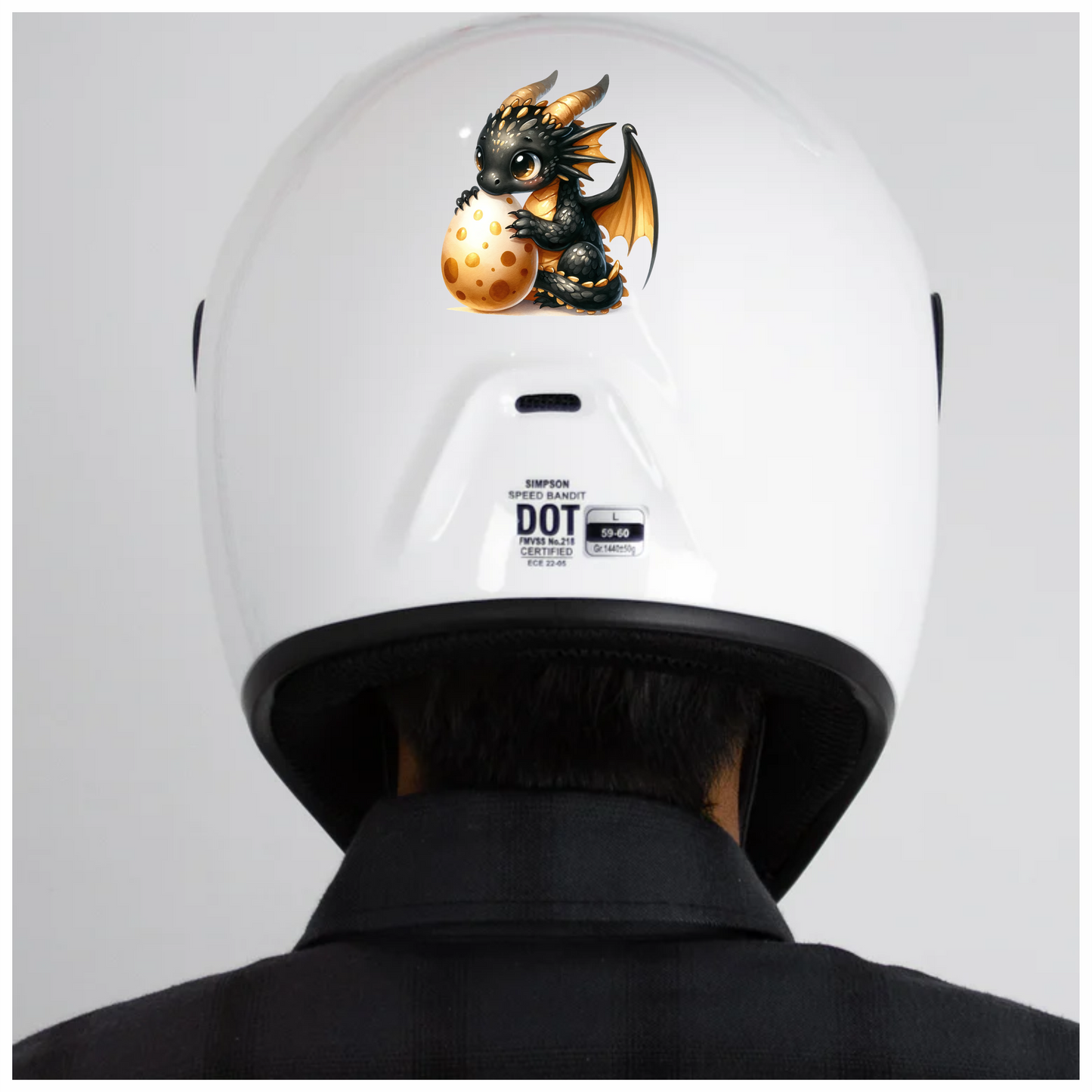 Black Baby Dragon Holding Egg Vinyl Sticker Decal
