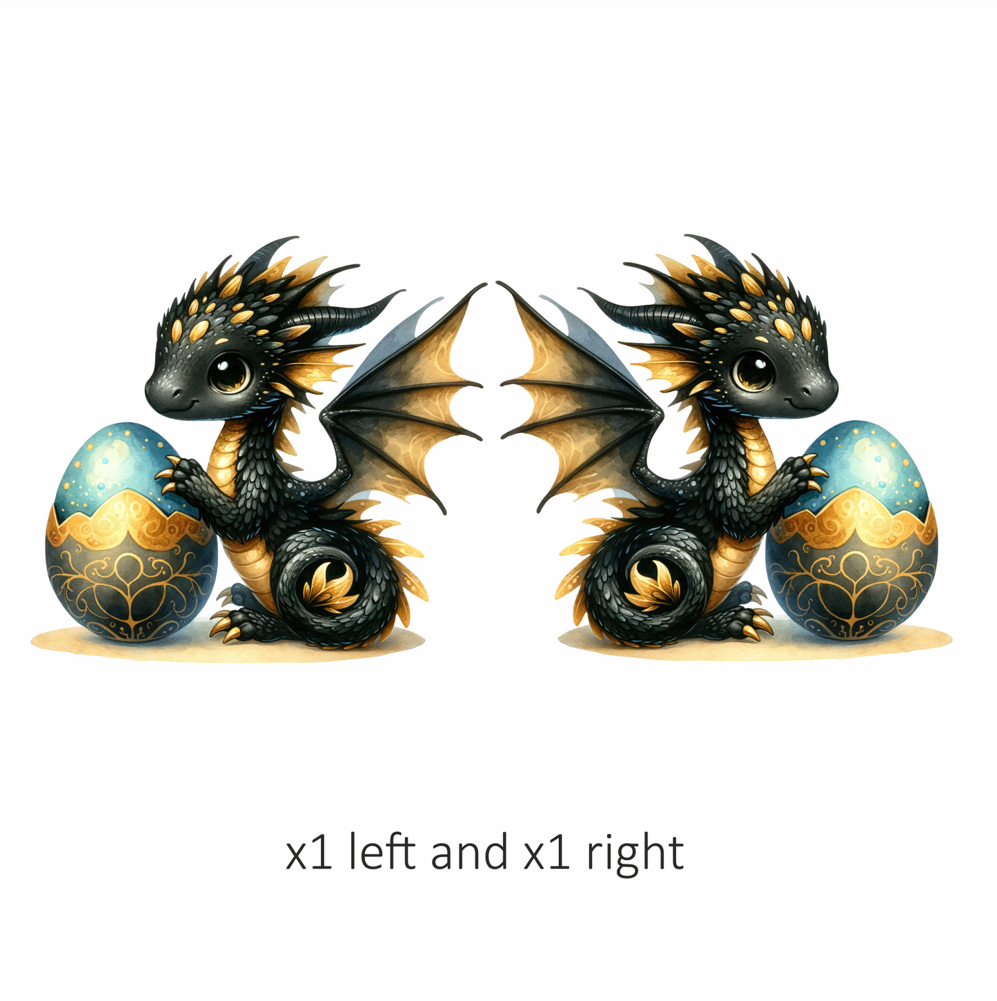 Black Baby Dragon Beside Blue Egg Vinyl Sticker Decal