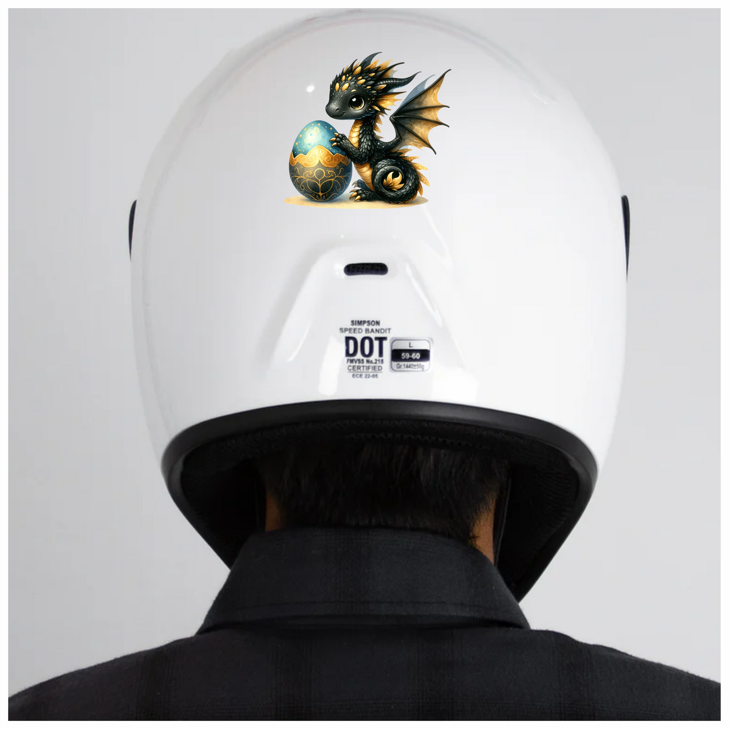 Black Baby Dragon Beside Blue Egg Vinyl Sticker Decal