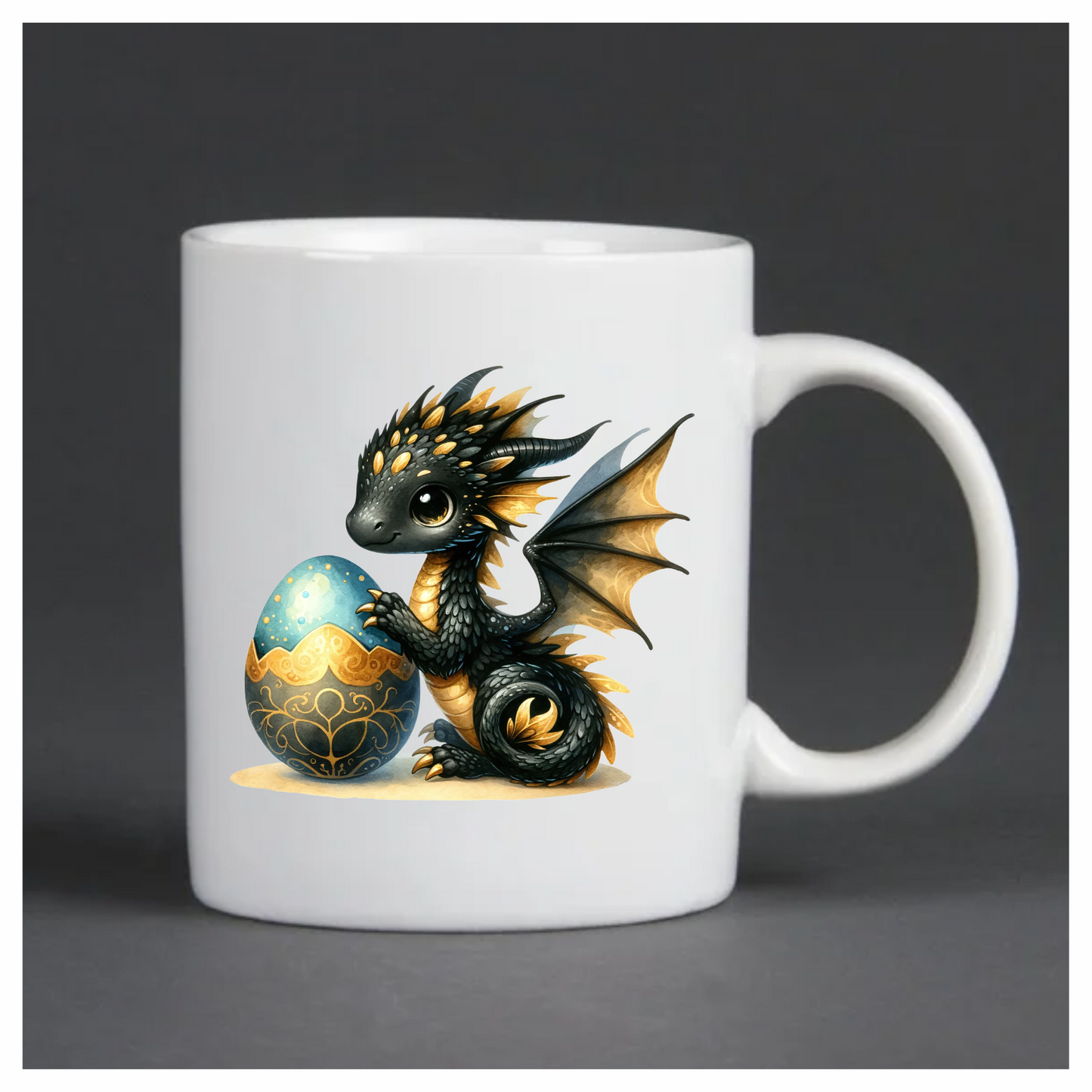 Black Baby Dragon Beside Blue Egg Vinyl Sticker Decal