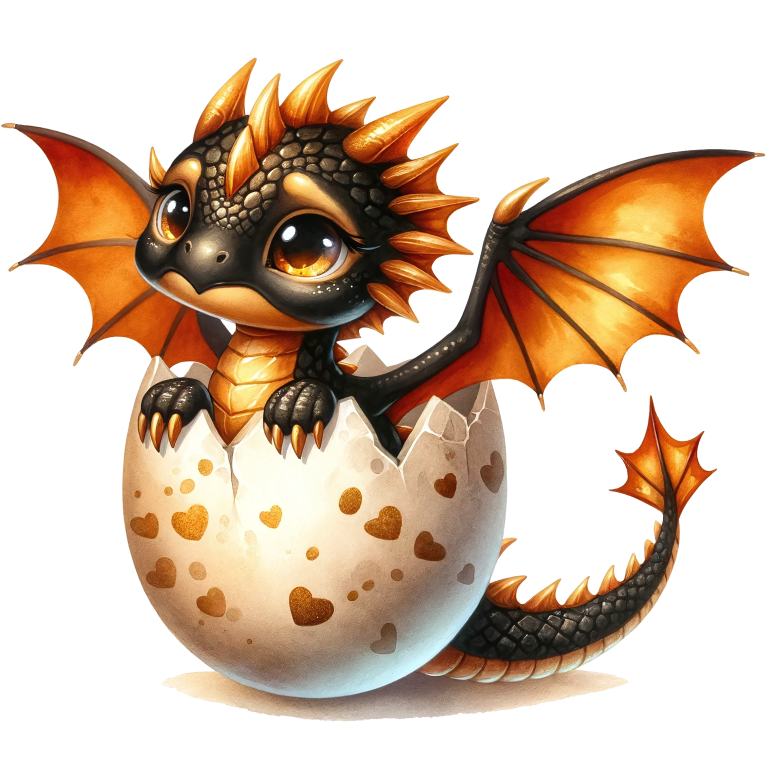 Black Orange Baby Dragon Egg Vinyl Sticker Decal