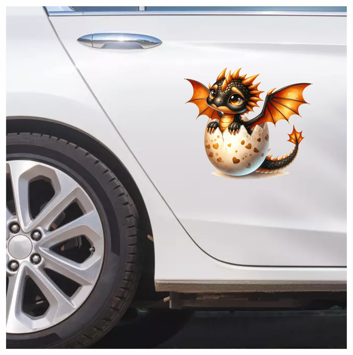 Black Orange Baby Dragon Egg Vinyl Sticker Decal
