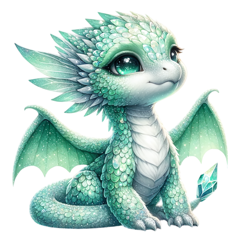 Green Baby Dragon Fantasy Art Vinyl Sticker Decal