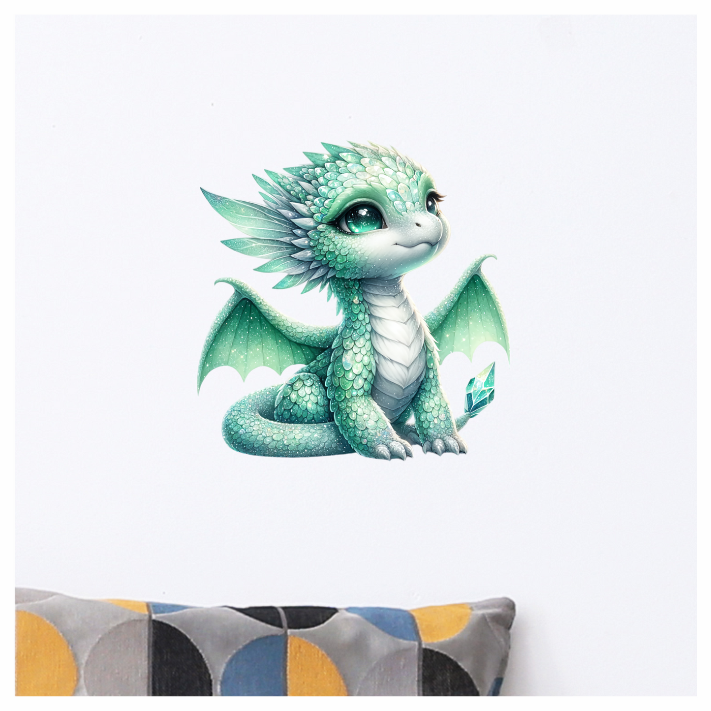 Green Baby Dragon Fantasy Art Vinyl Sticker Decal