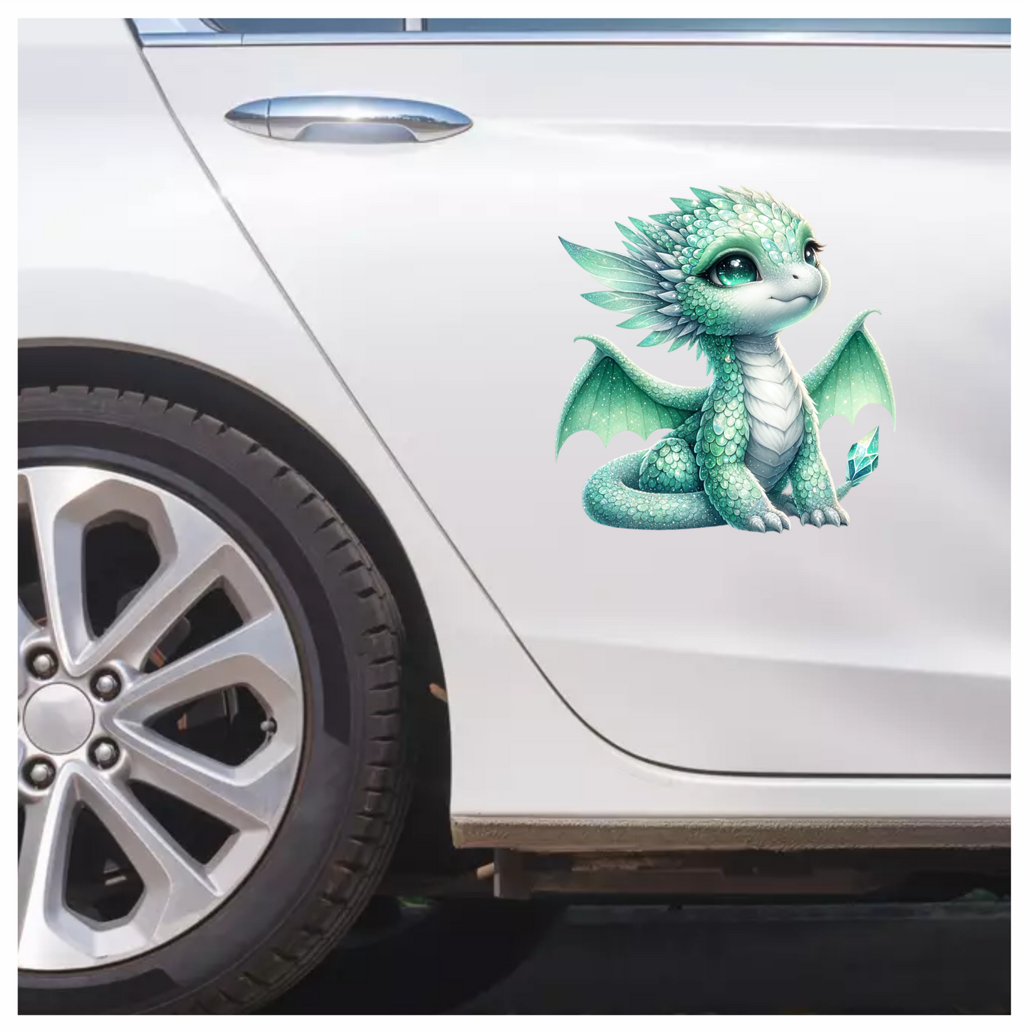 Green Baby Dragon Fantasy Art Vinyl Sticker Decal