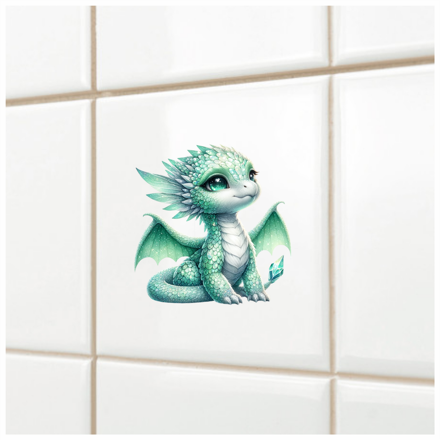 Green Baby Dragon Fantasy Art Vinyl Sticker Decal