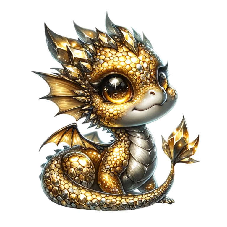 Gold Baby Dragon Cute Fantasy Vinyl Sticker Decal