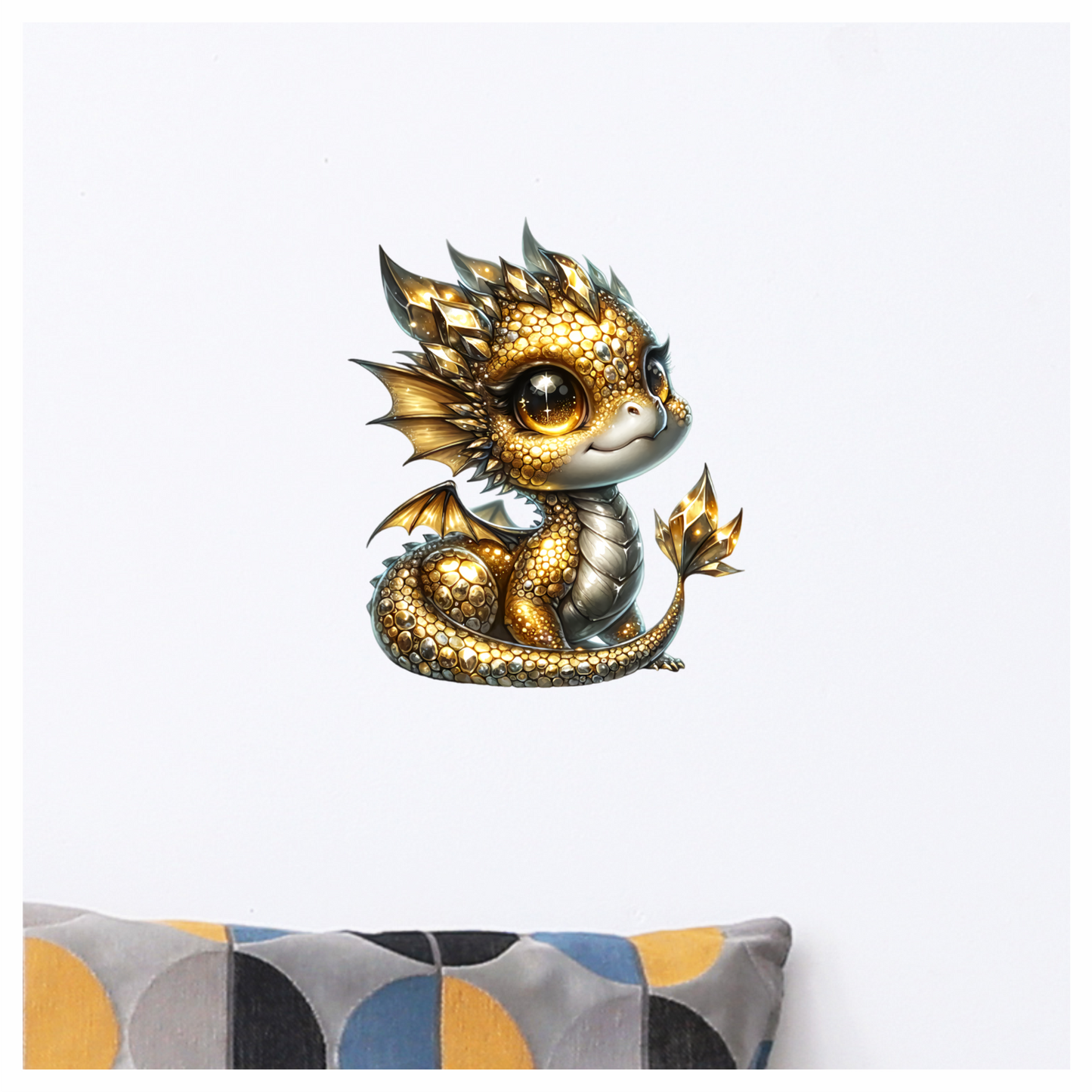 Gold Baby Dragon Cute Fantasy Vinyl Sticker Decal