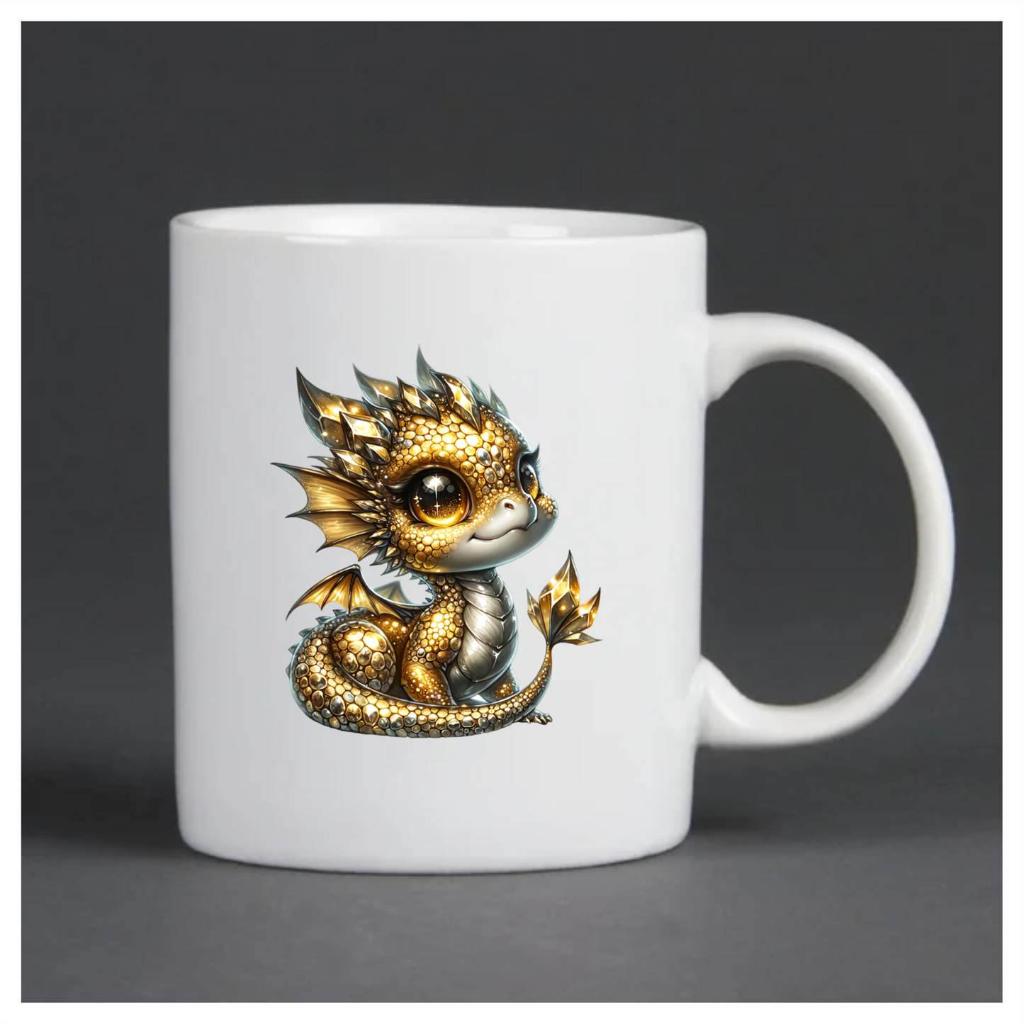 Gold Baby Dragon Cute Fantasy Vinyl Sticker Decal