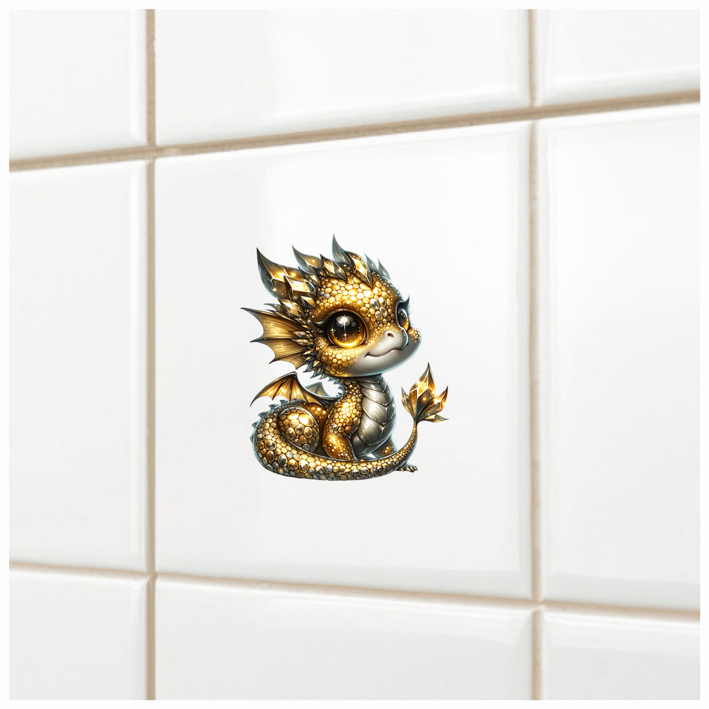 Gold Baby Dragon Cute Fantasy Vinyl Sticker Decal