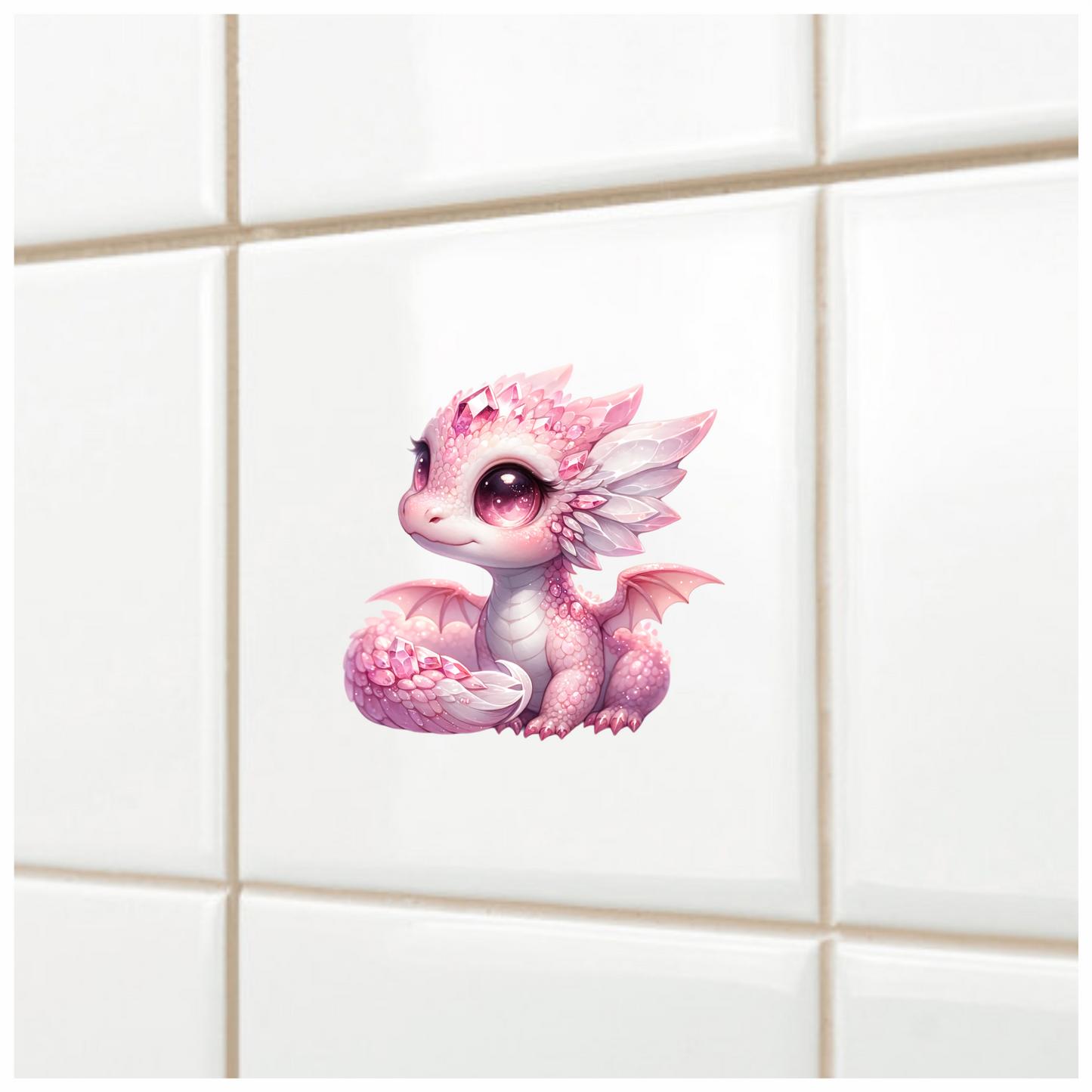 Pink Baby Dragon With Crystals Vinyl Sticker Decal