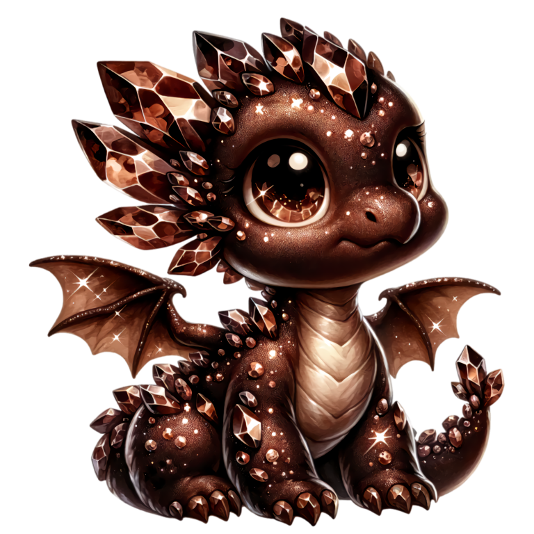 Brown Baby Dragon With Crystals Vinyl Sticker Decal