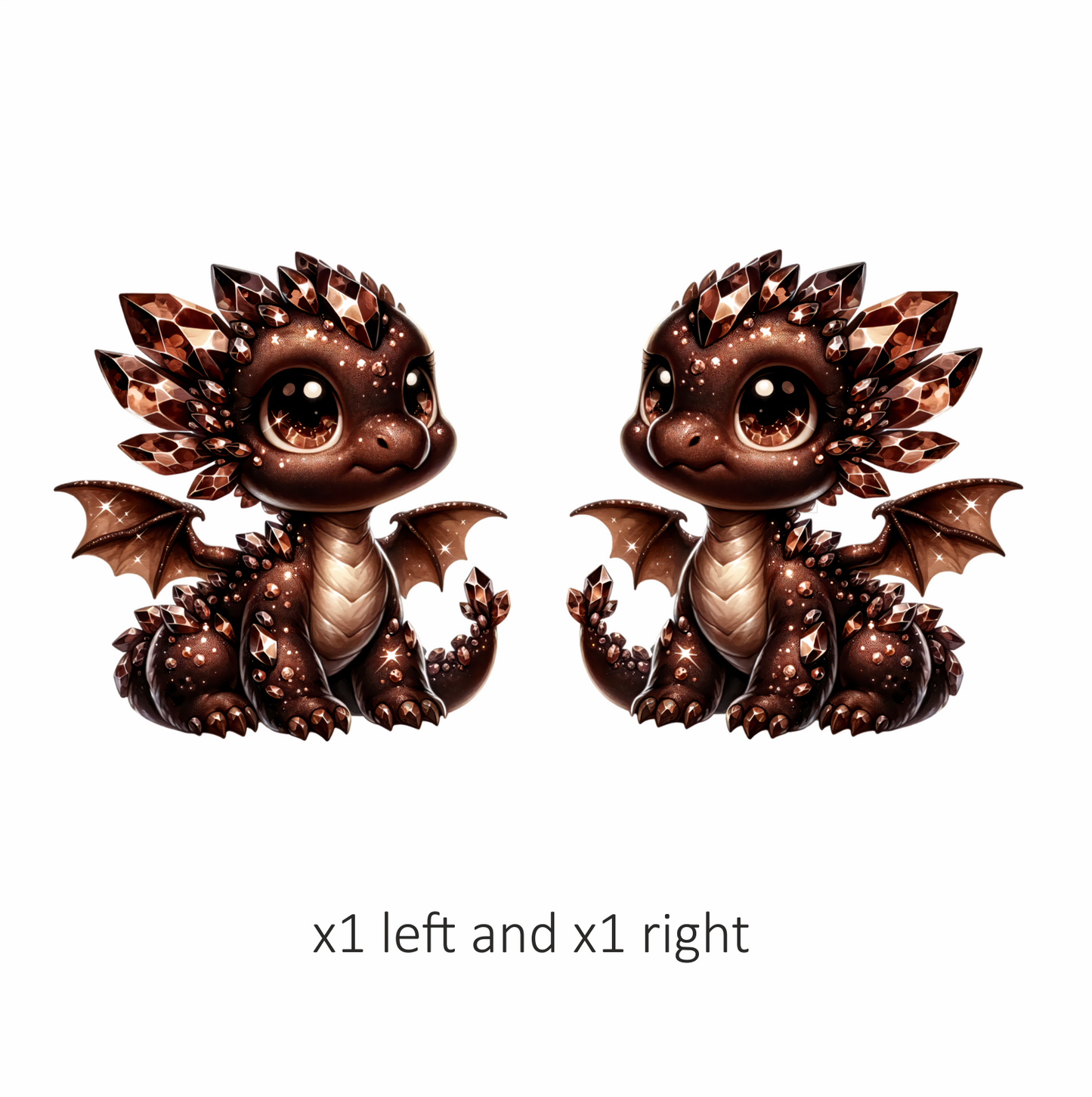 Brown Baby Dragon With Crystals Vinyl Sticker Decal