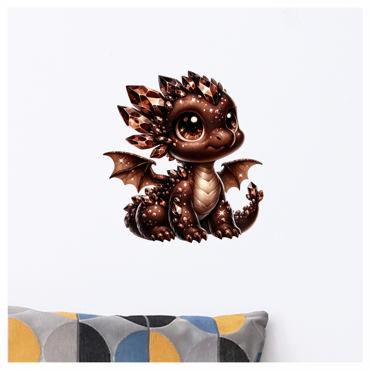 Brown Baby Dragon With Crystals Vinyl Sticker Decal