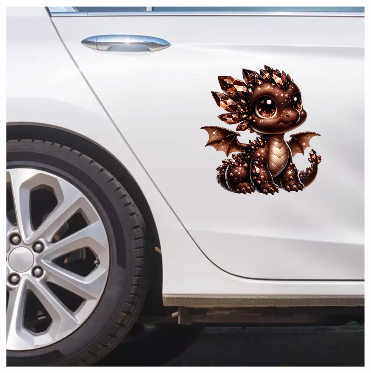 Brown Baby Dragon With Crystals Vinyl Sticker Decal