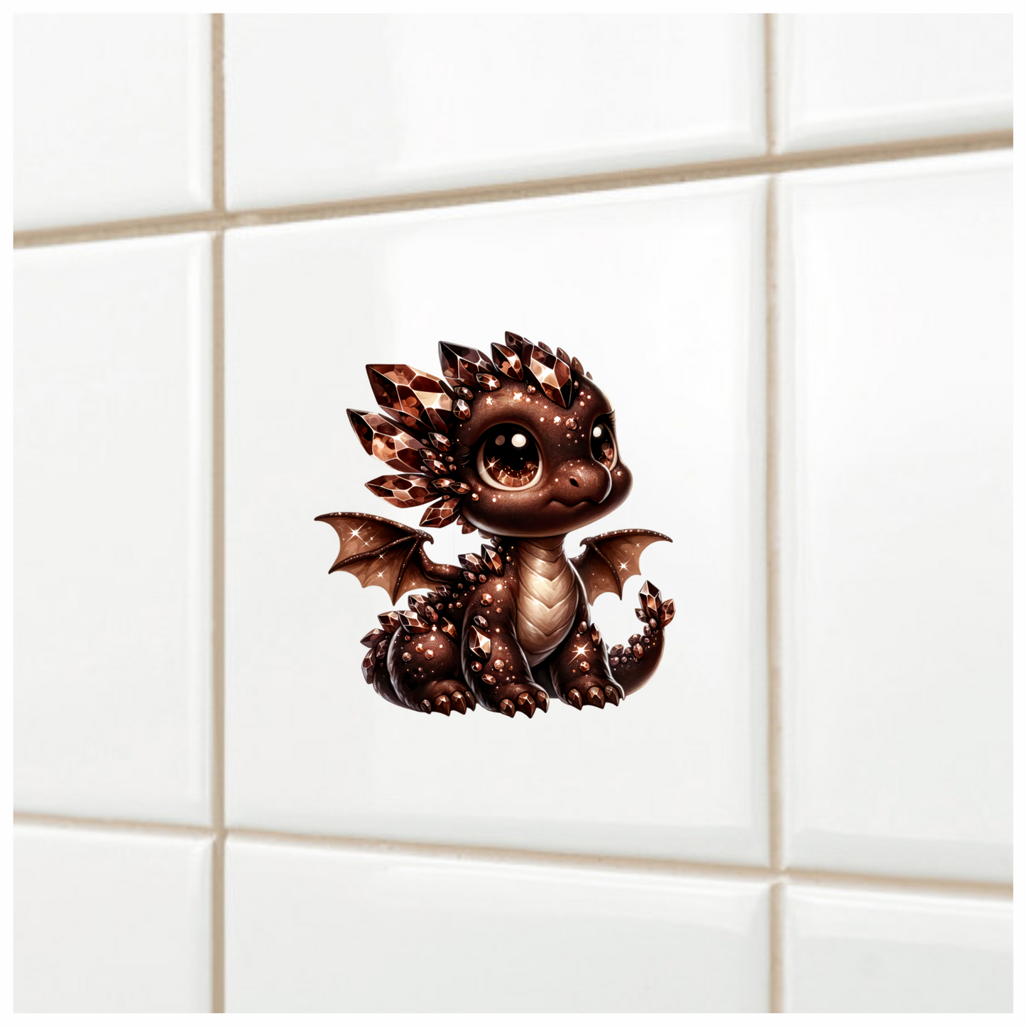Brown Baby Dragon With Crystals Vinyl Sticker Decal