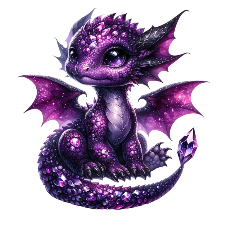 Purple Baby Dragon Fantasy Art Vinyl Sticker Decal