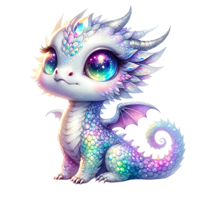 Dragon Baby Rainbow Eyes Cute Vinyl Sticker Decal