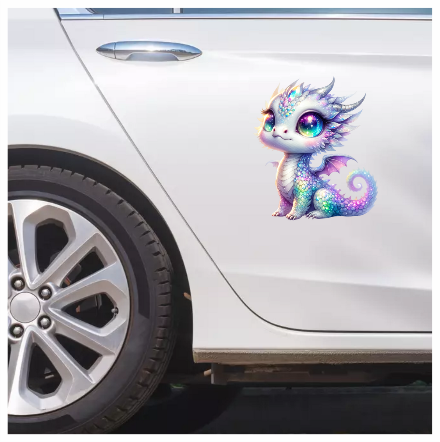 Dragon Baby Rainbow Eyes Cute Vinyl Sticker Decal
