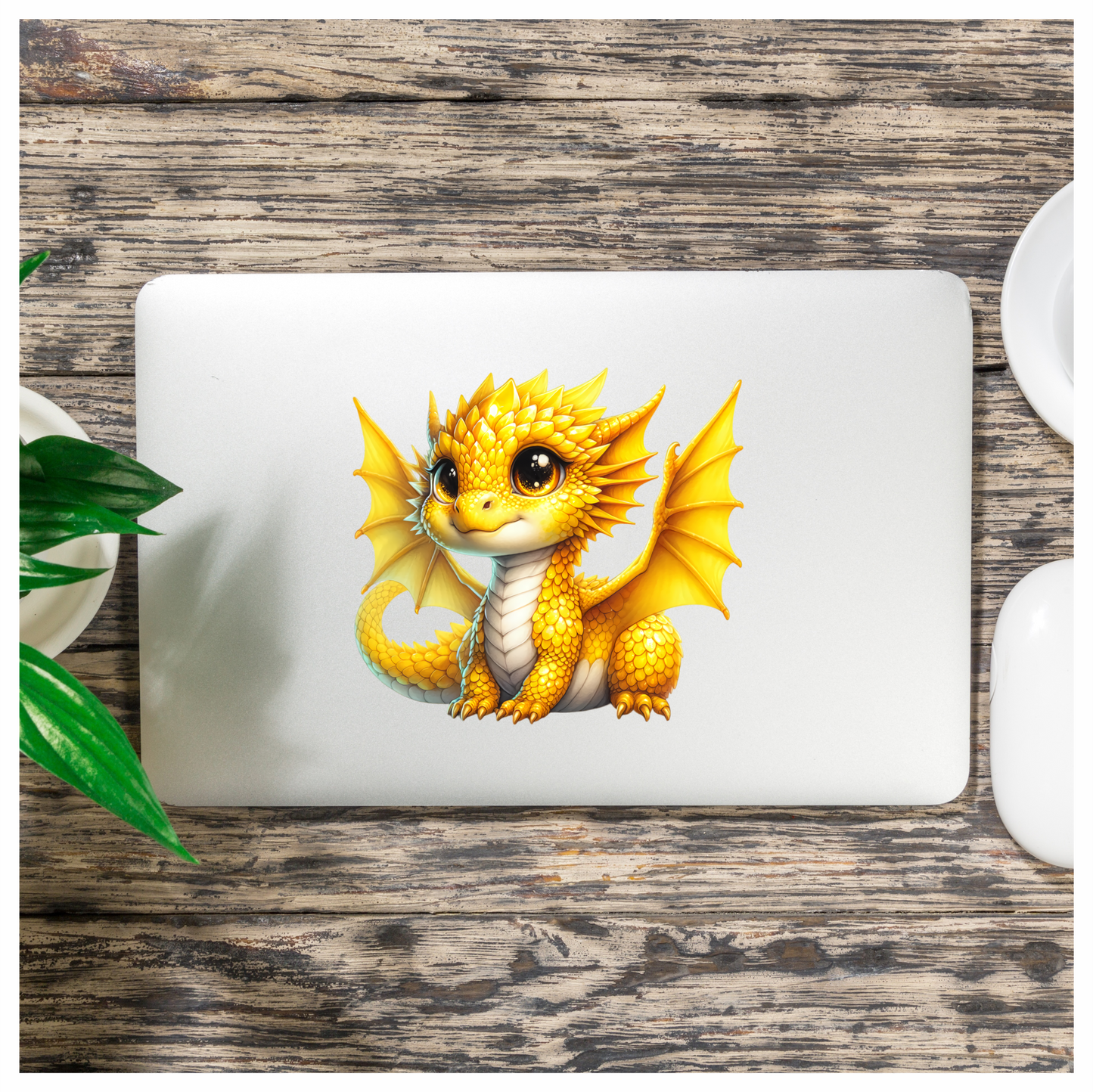 Yellow Baby Dragon Cute Fantasy Vinyl Sticker Decal