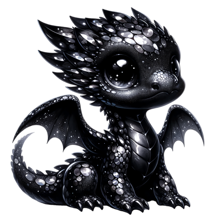 Black Baby Dragon Cute Fantasy Vinyl Sticker Decal