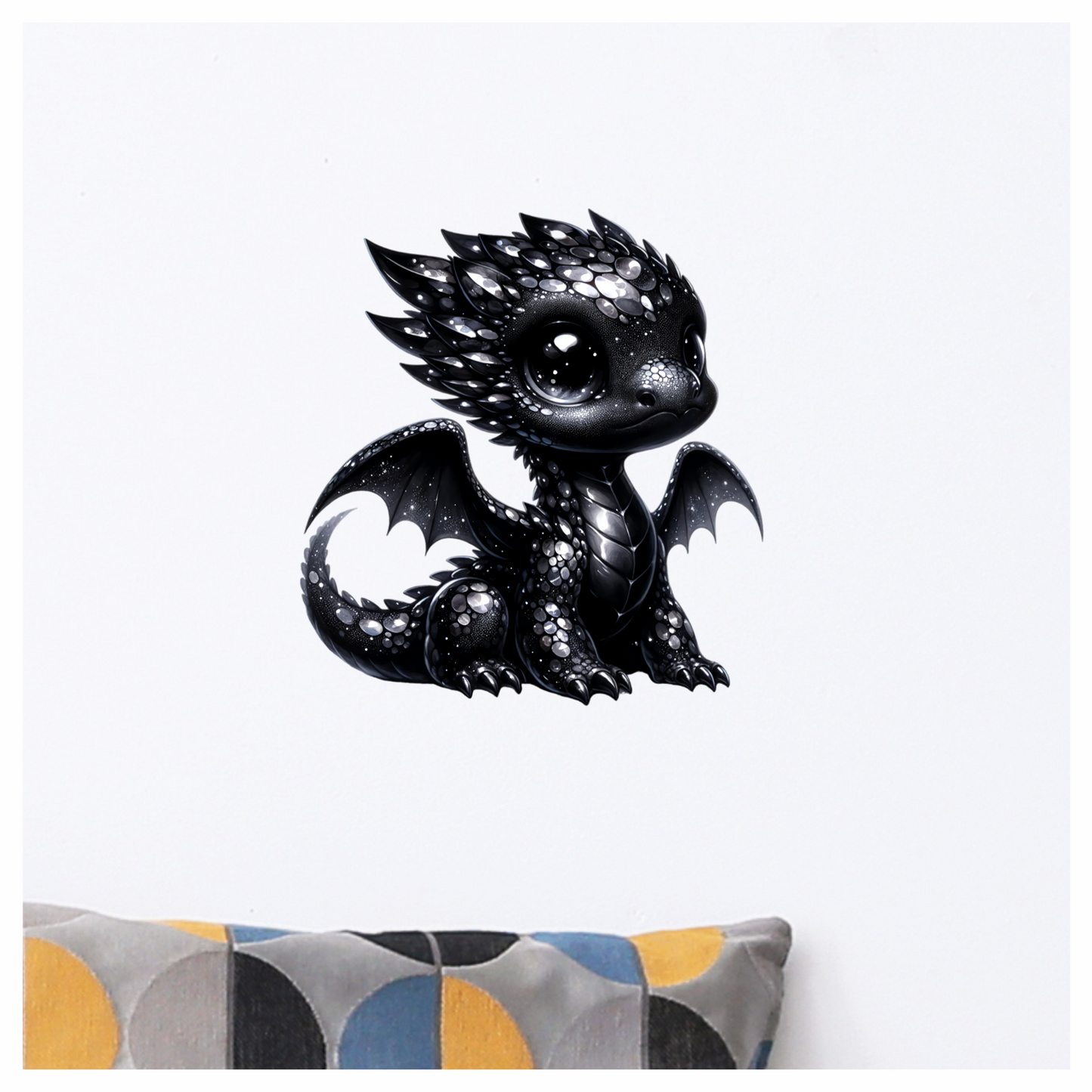 Black Baby Dragon Cute Fantasy Vinyl Sticker Decal