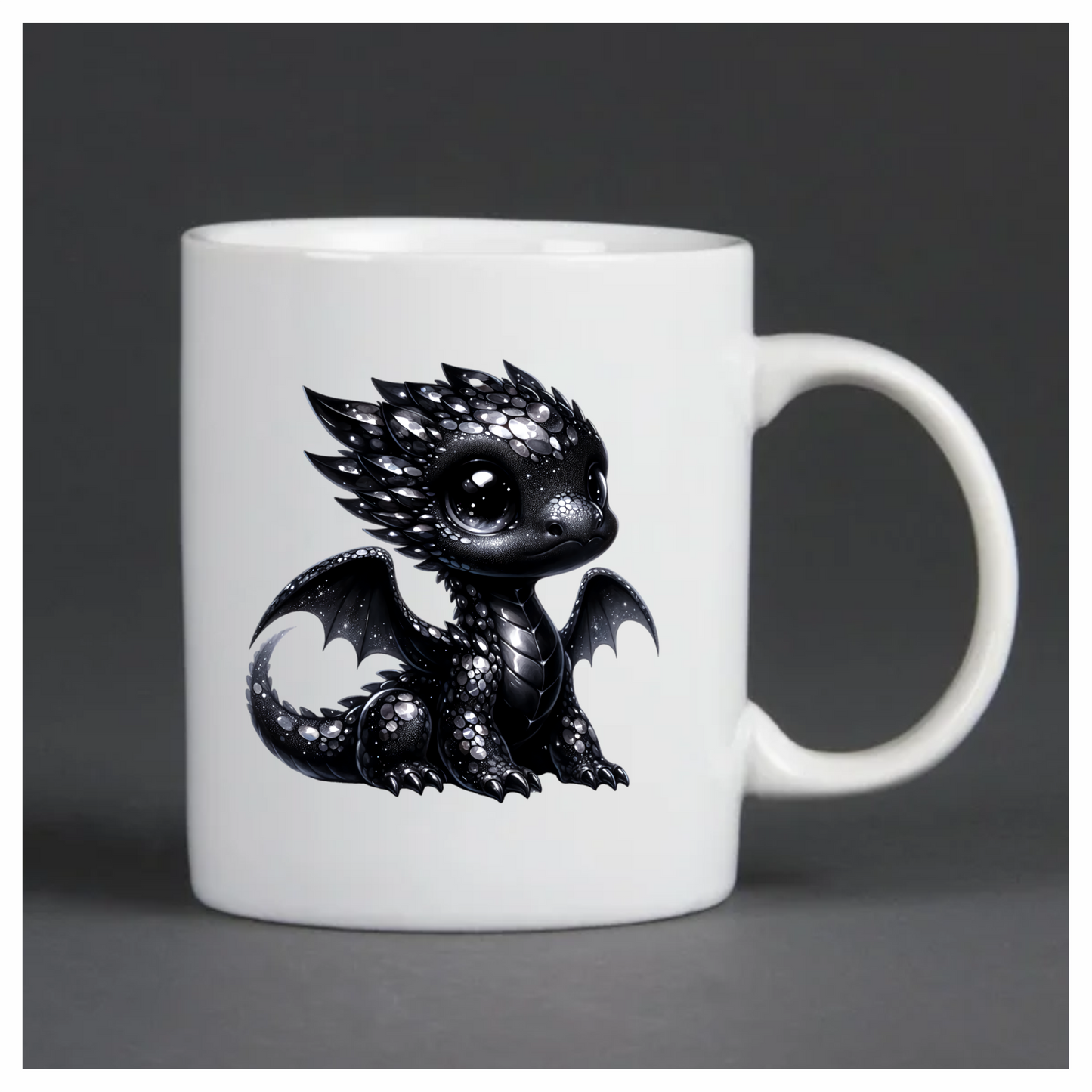 Black Baby Dragon Cute Fantasy Vinyl Sticker Decal