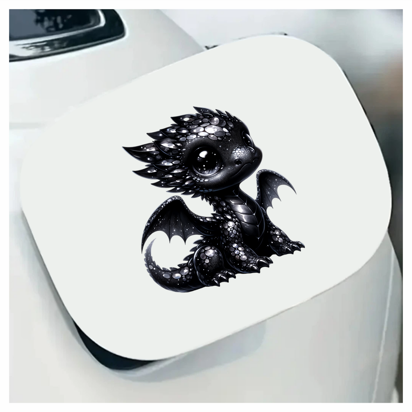 Black Baby Dragon Cute Fantasy Vinyl Sticker Decal