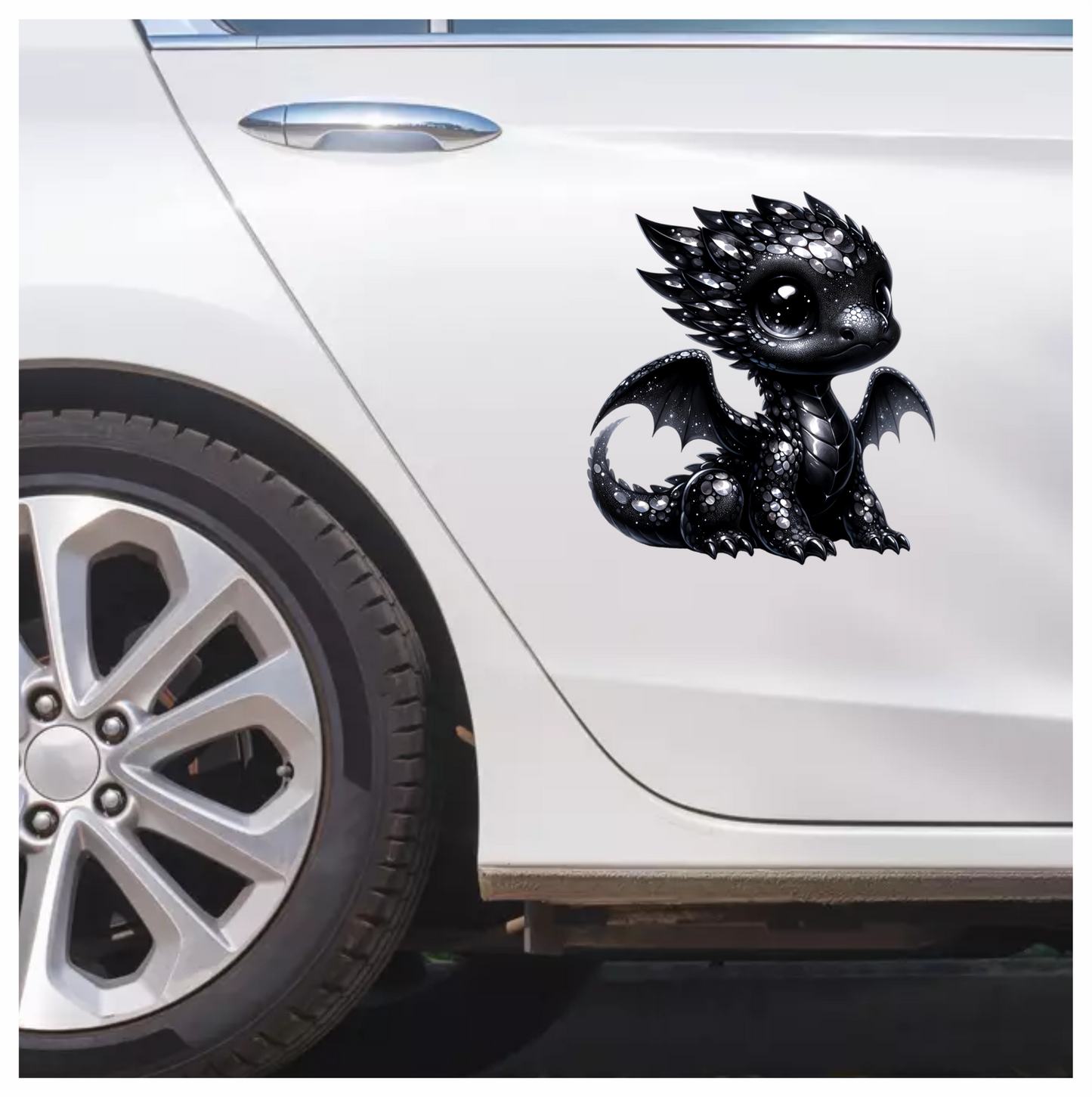 Black Baby Dragon Cute Fantasy Vinyl Sticker Decal