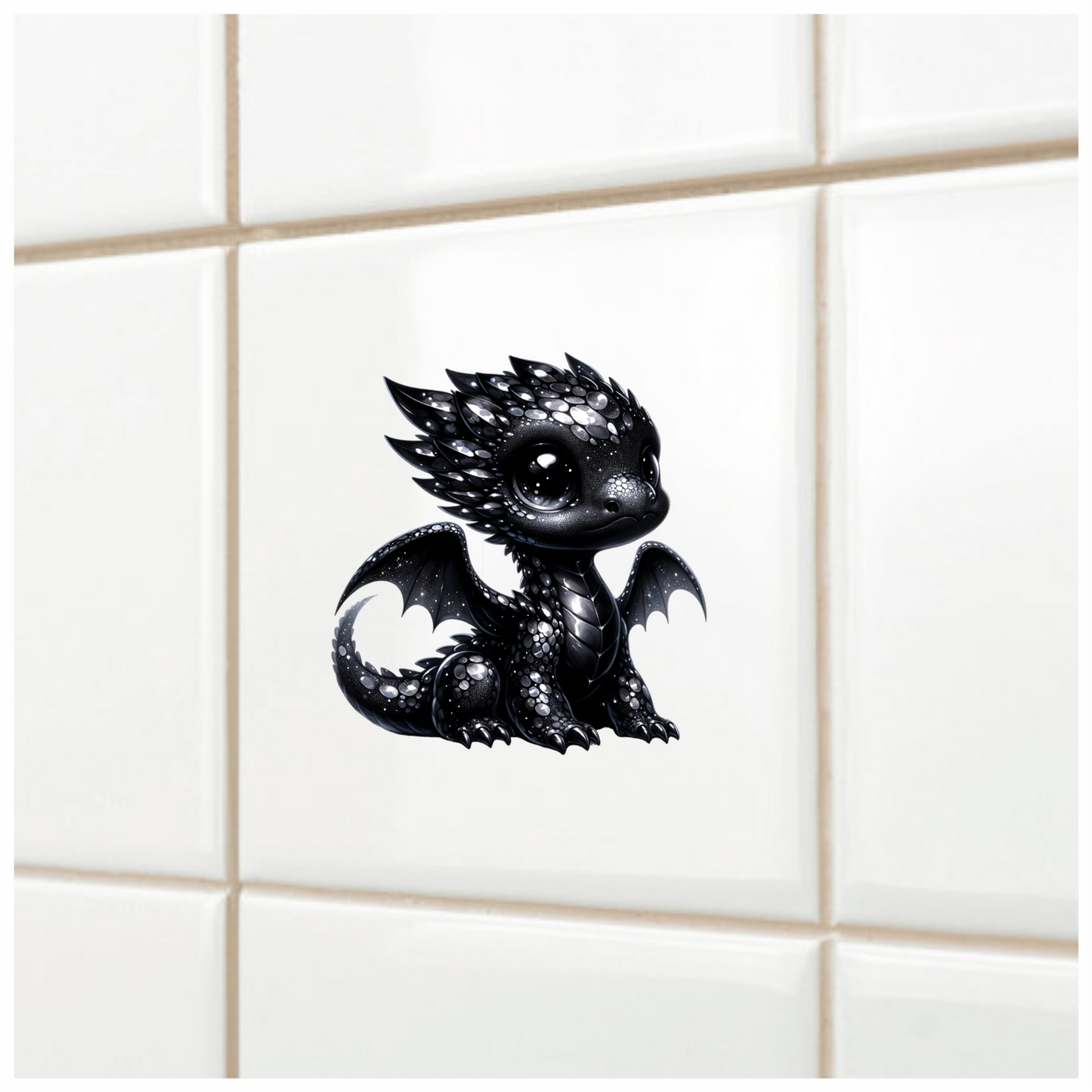 Black Baby Dragon Cute Fantasy Vinyl Sticker Decal