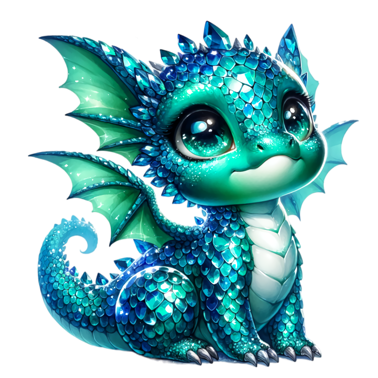 Blue Cute Baby Dragon Fantasy Vinyl Sticker Decal