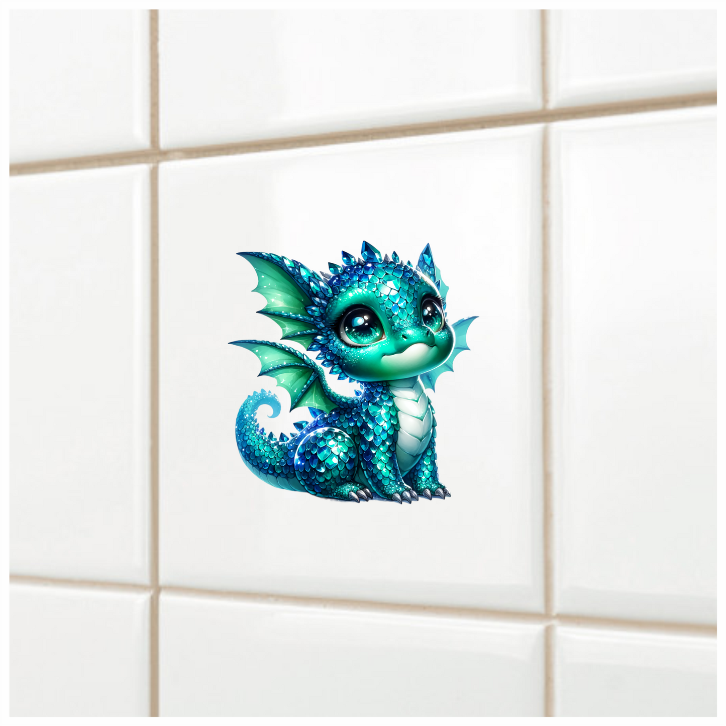 Blue Cute Baby Dragon Fantasy Vinyl Sticker Decal