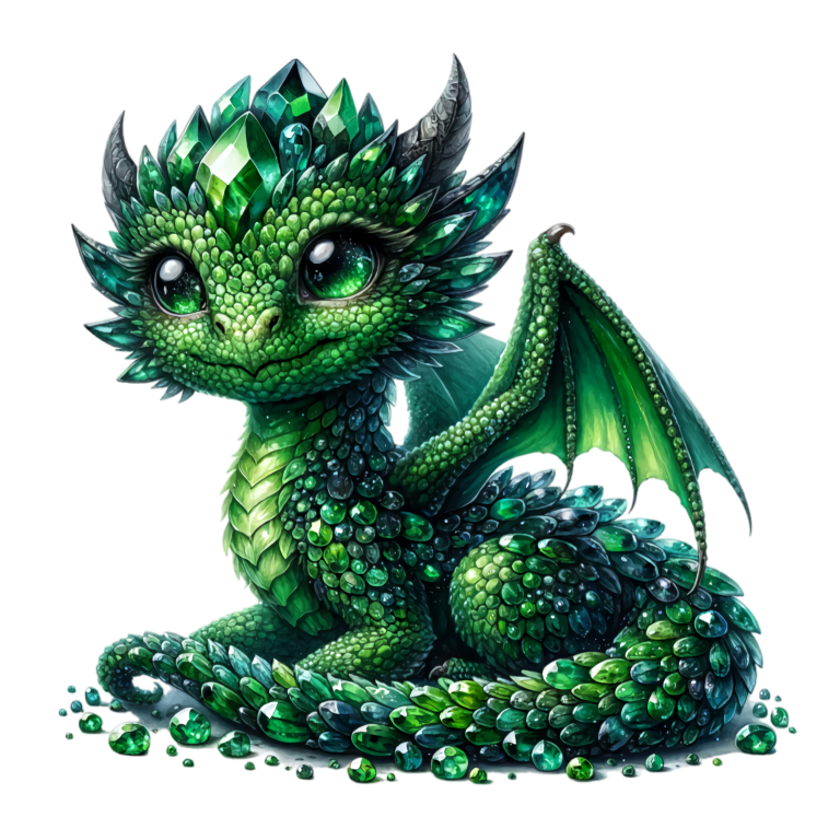 Green Baby Dragon Crystal Fantasy Vinyl Sticker Decal