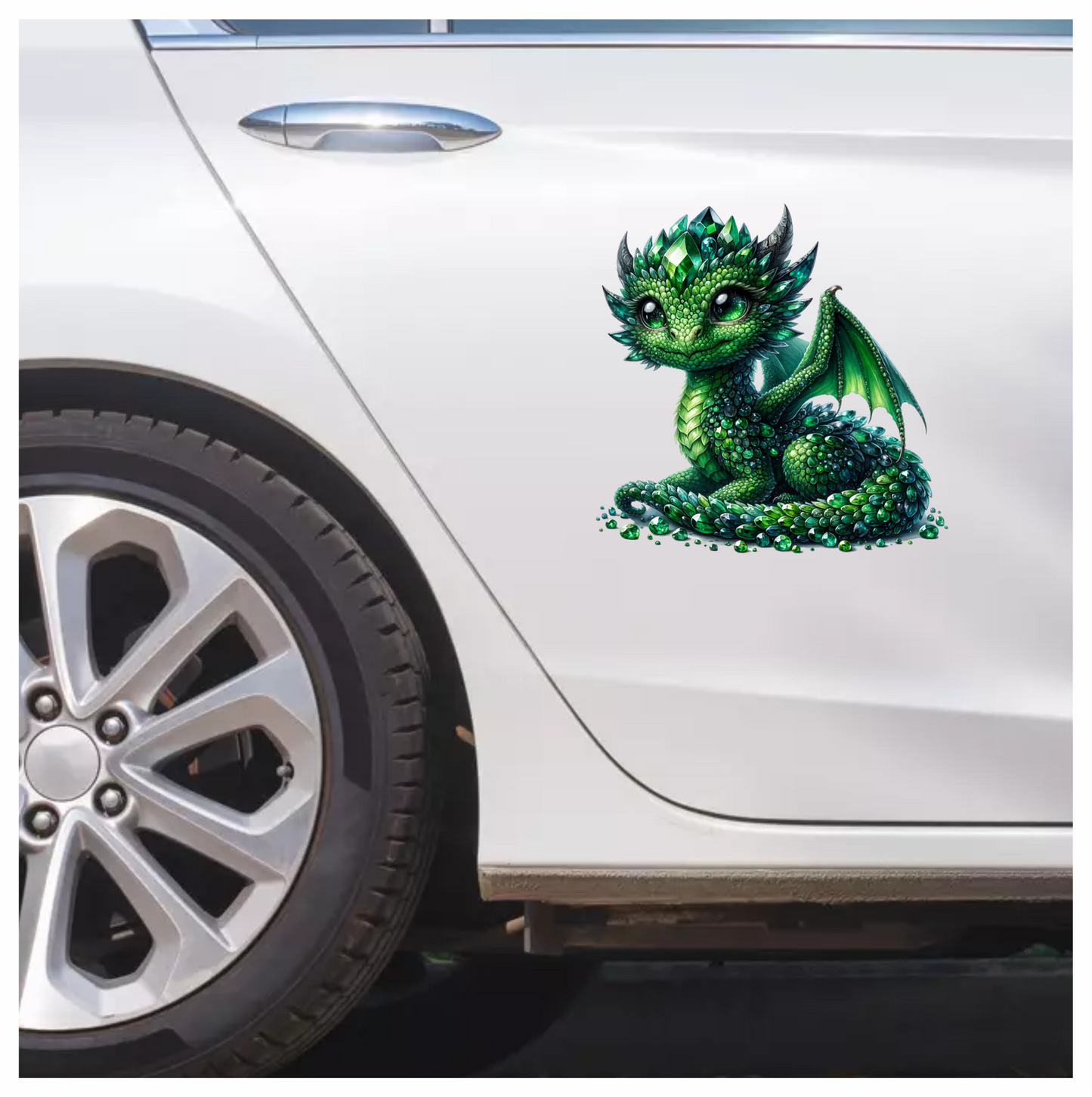 Green Baby Dragon Crystal Fantasy Vinyl Sticker Decal