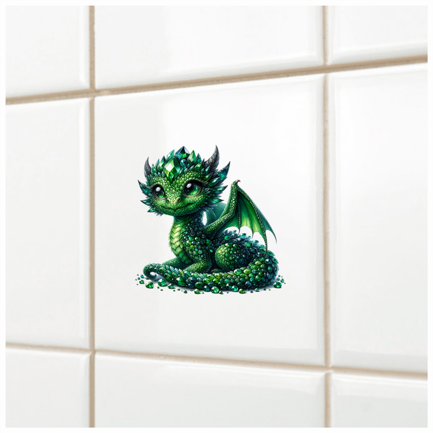 Green Baby Dragon Crystal Fantasy Vinyl Sticker Decal