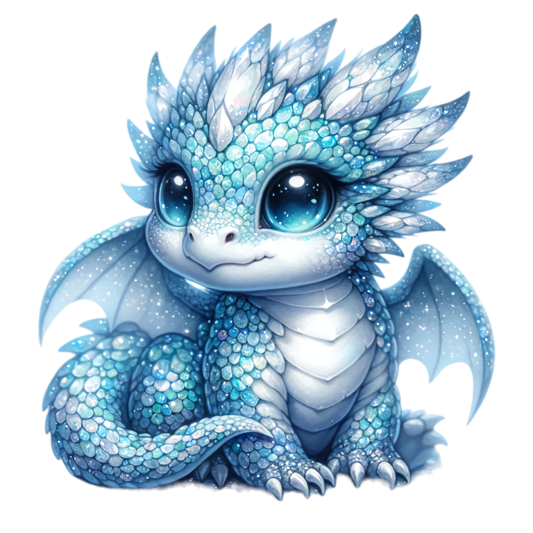 Blue Baby Dragon Cute Fantasy Vinyl Sticker Decal